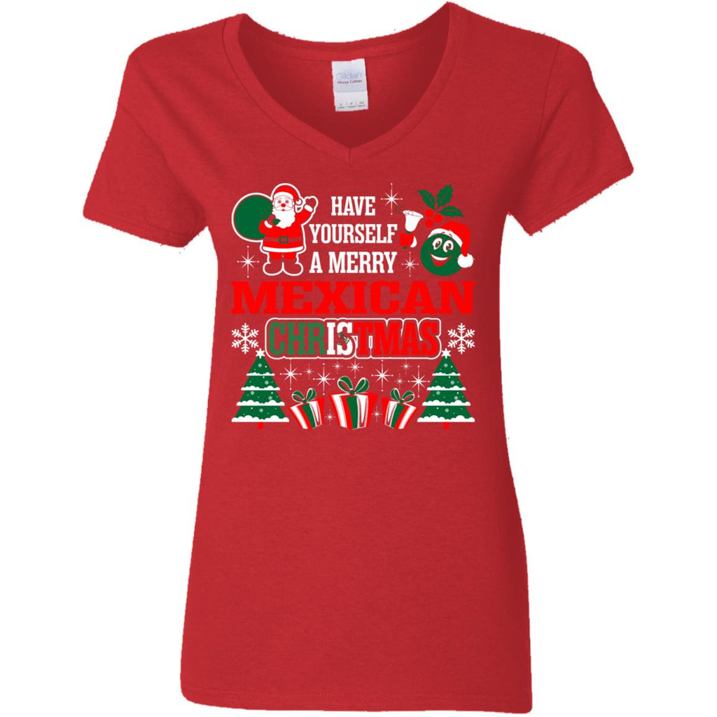 Have Yourself A Merry Mexican Christmas Women V-Neck T-Shirt