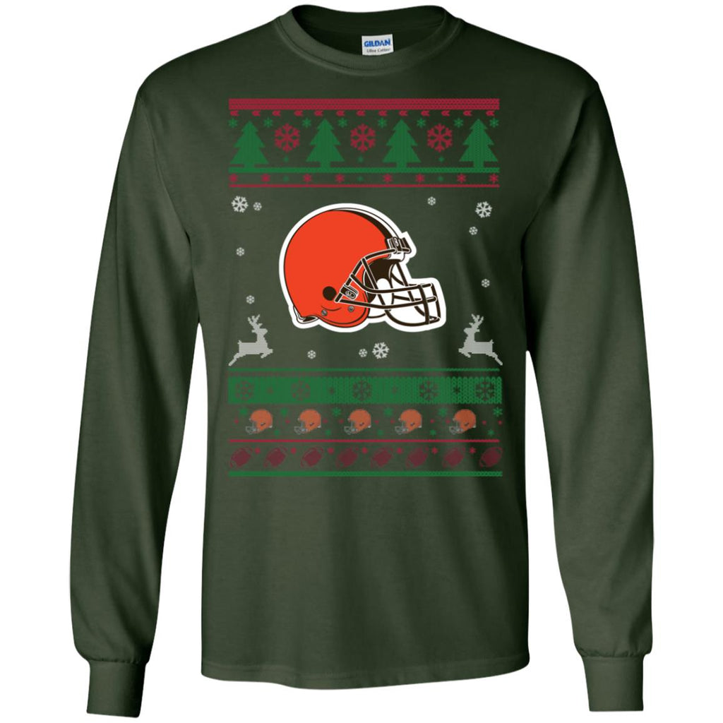 Cleveland Browns Logo Football Teams Ugly Christmas Sweater Men Long SLeeve Shirt