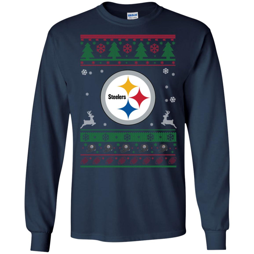 Pittsburgh Steelers Logo Football Teams Ugly Christmas Sweater Men Long SLeeve Shirt