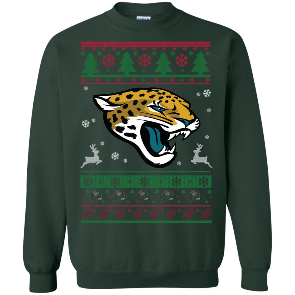 Jacksonville Jaguars Logo Football Teams Ugly Christmas Sweater Unisex Crewneck Pullover Sweatshirt