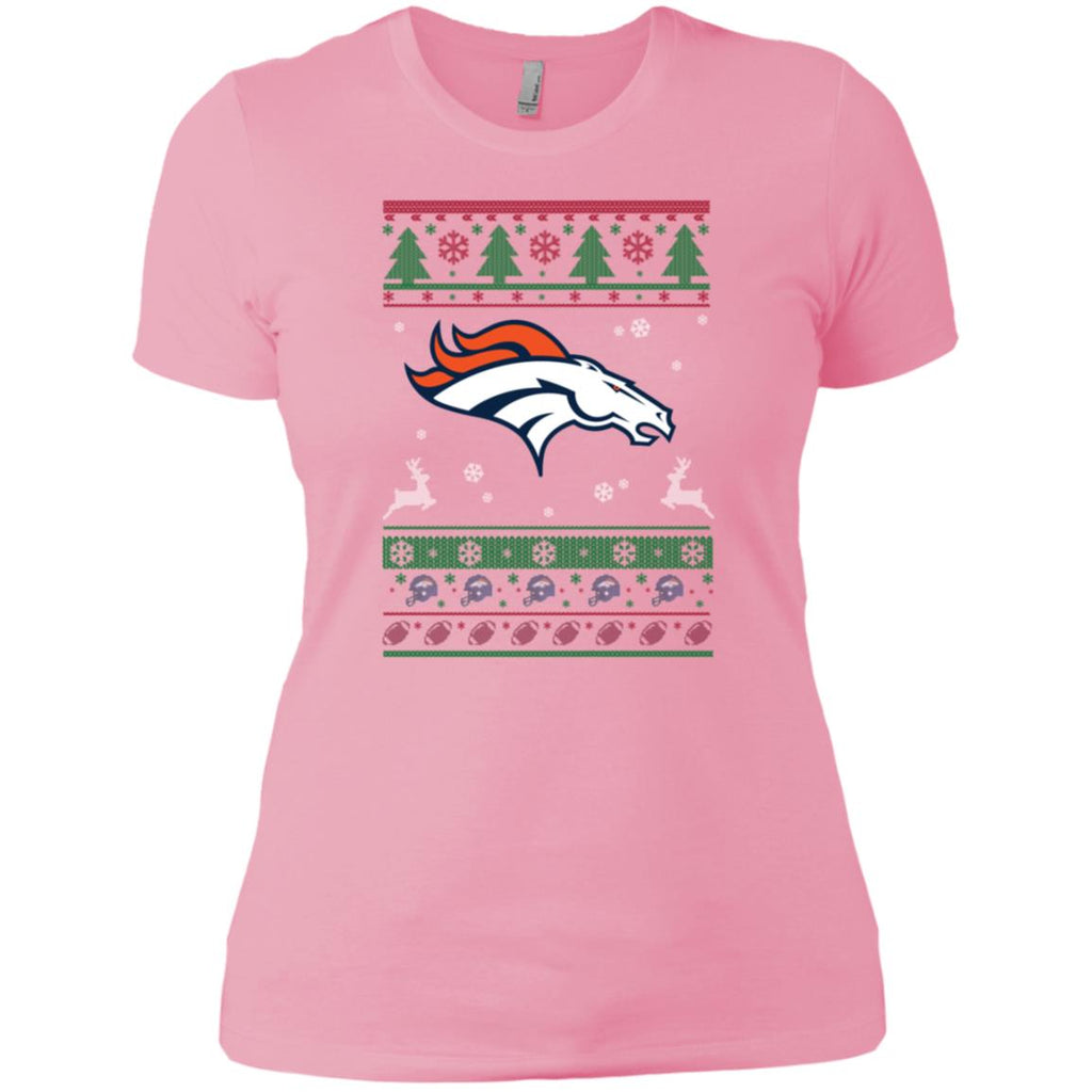 Denver Broncos Logo Football Teams Ugly Christmas Sweater Women T-Shirt