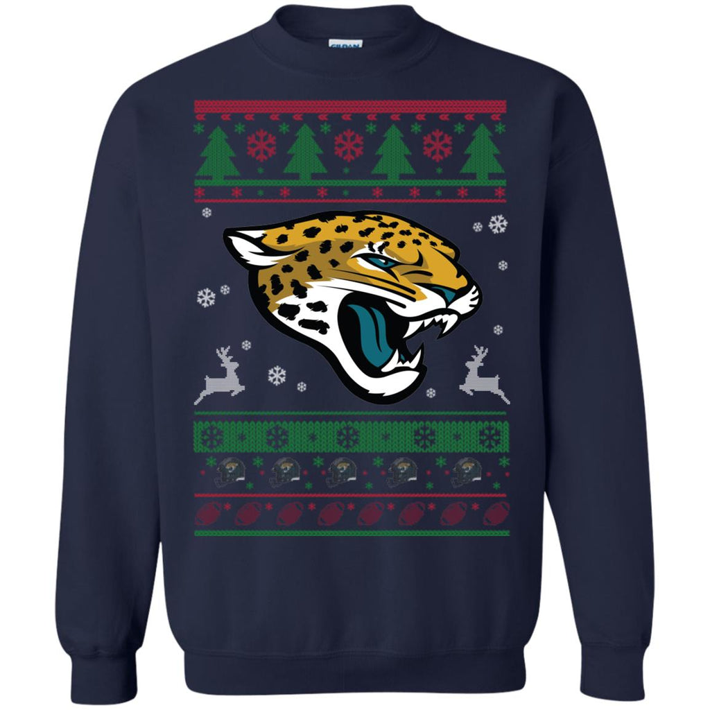 Jacksonville Jaguars Logo Football Teams Ugly Christmas Sweater Unisex Crewneck Pullover Sweatshirt