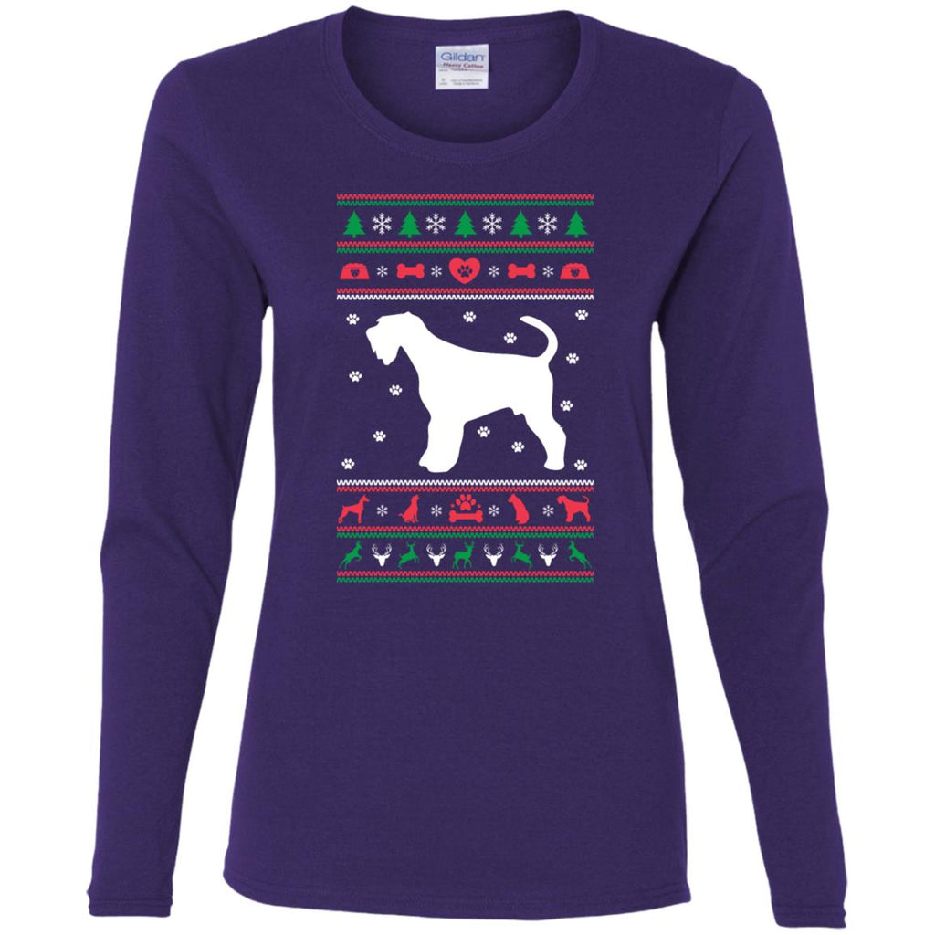 Christmas Airedale Dog Women Long Sleeve Shirt