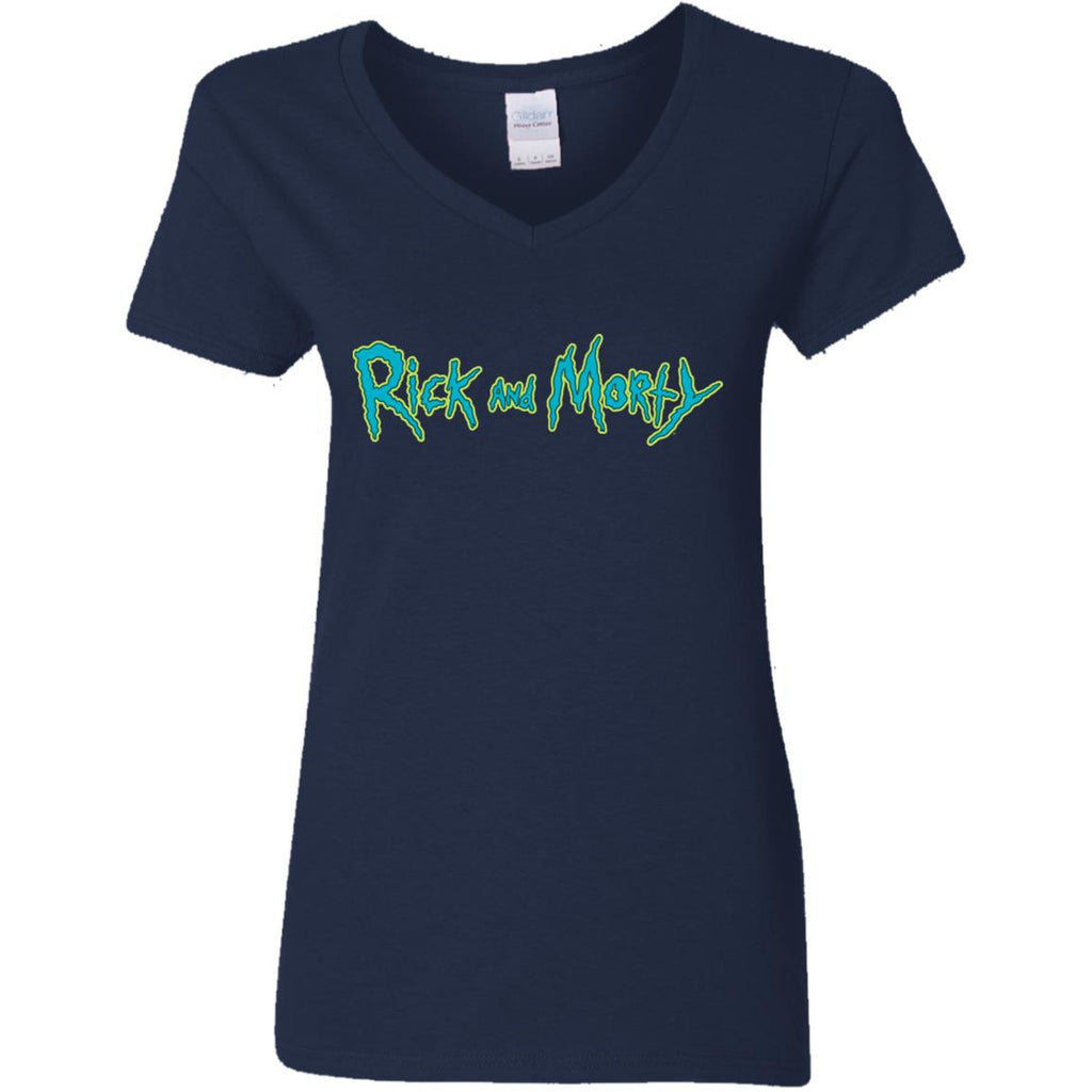 Rick And Morty Title Typography Women V-Neck T-Shirt