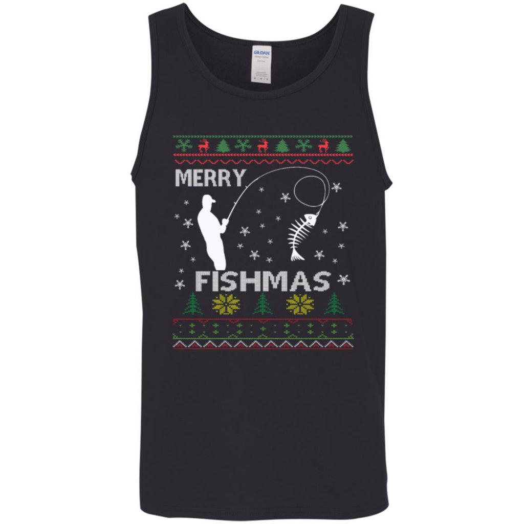 Merry Fishmas Ugly Christmas Men Tank Top