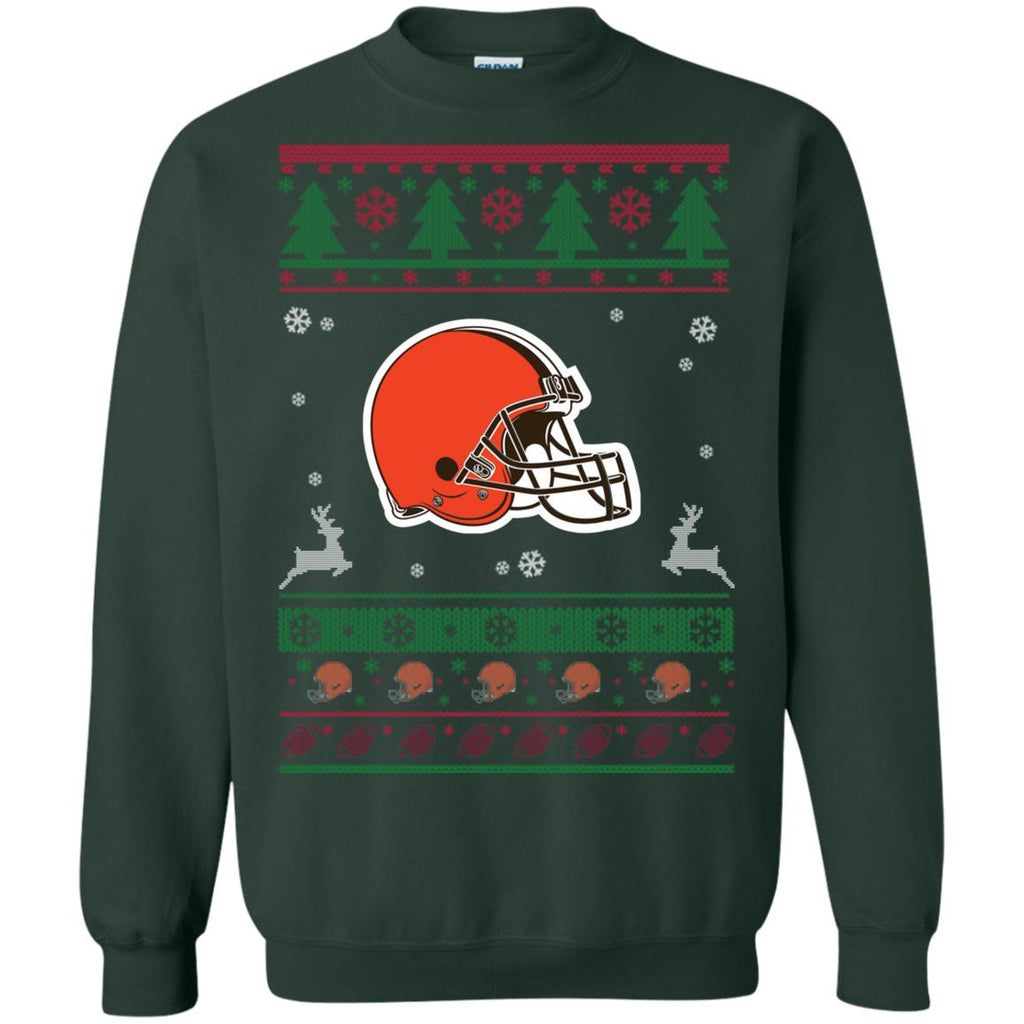 Cleveland Browns Logo Football Teams Ugly Christmas Sweater Unisex Crewneck Pullover Sweatshirt