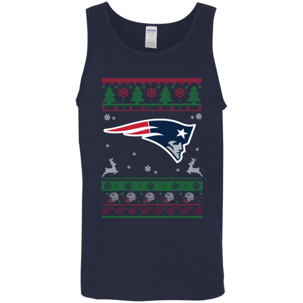 New England Patriots Logo Football Teams Ugly Christmas Sweater Men Tank Top