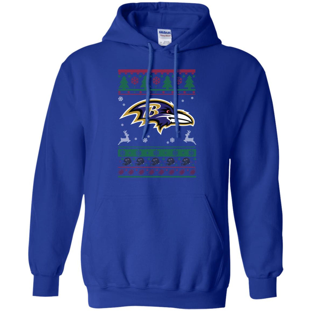 Baltimore Ravens Logo Football Teams Ugly Christmas Sweater Men Pullover Hoodie