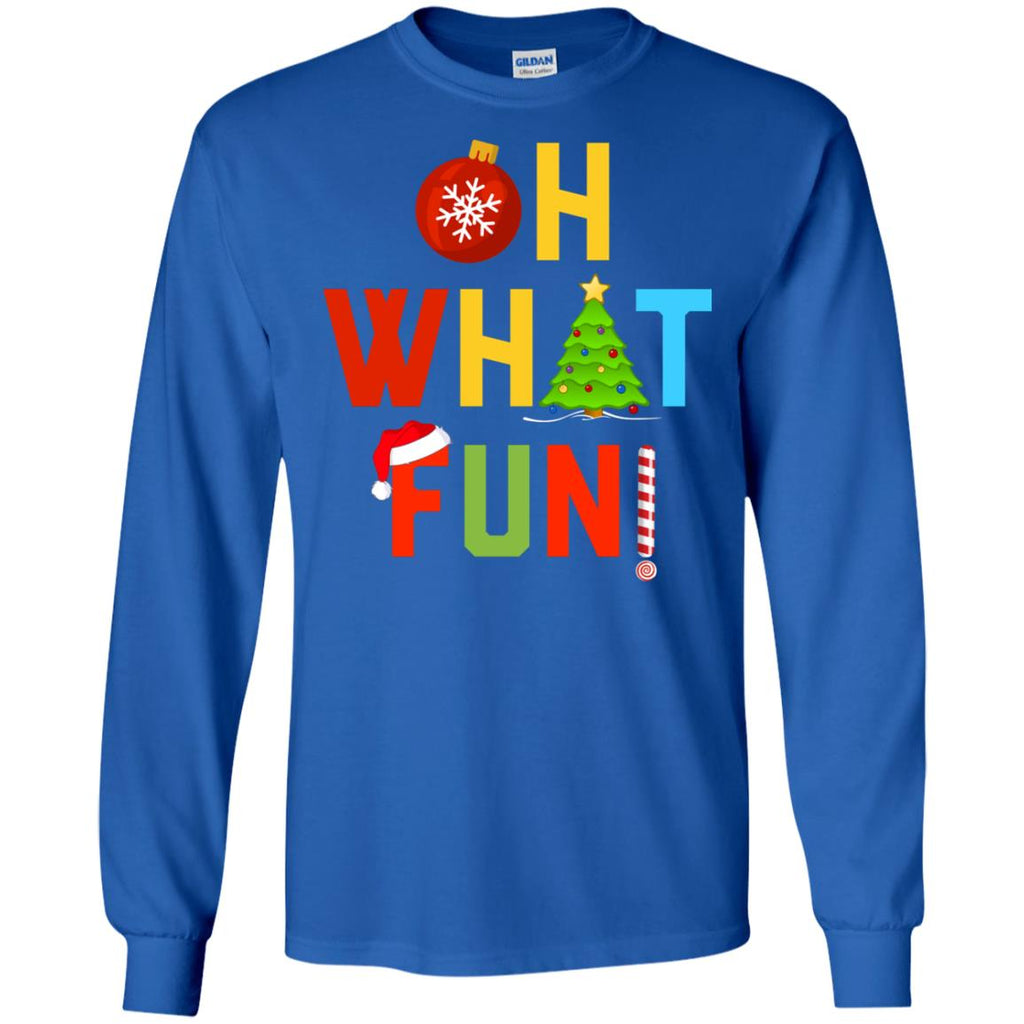 Oh What Fun Merry Christmas Men Long SLeeve Shirt