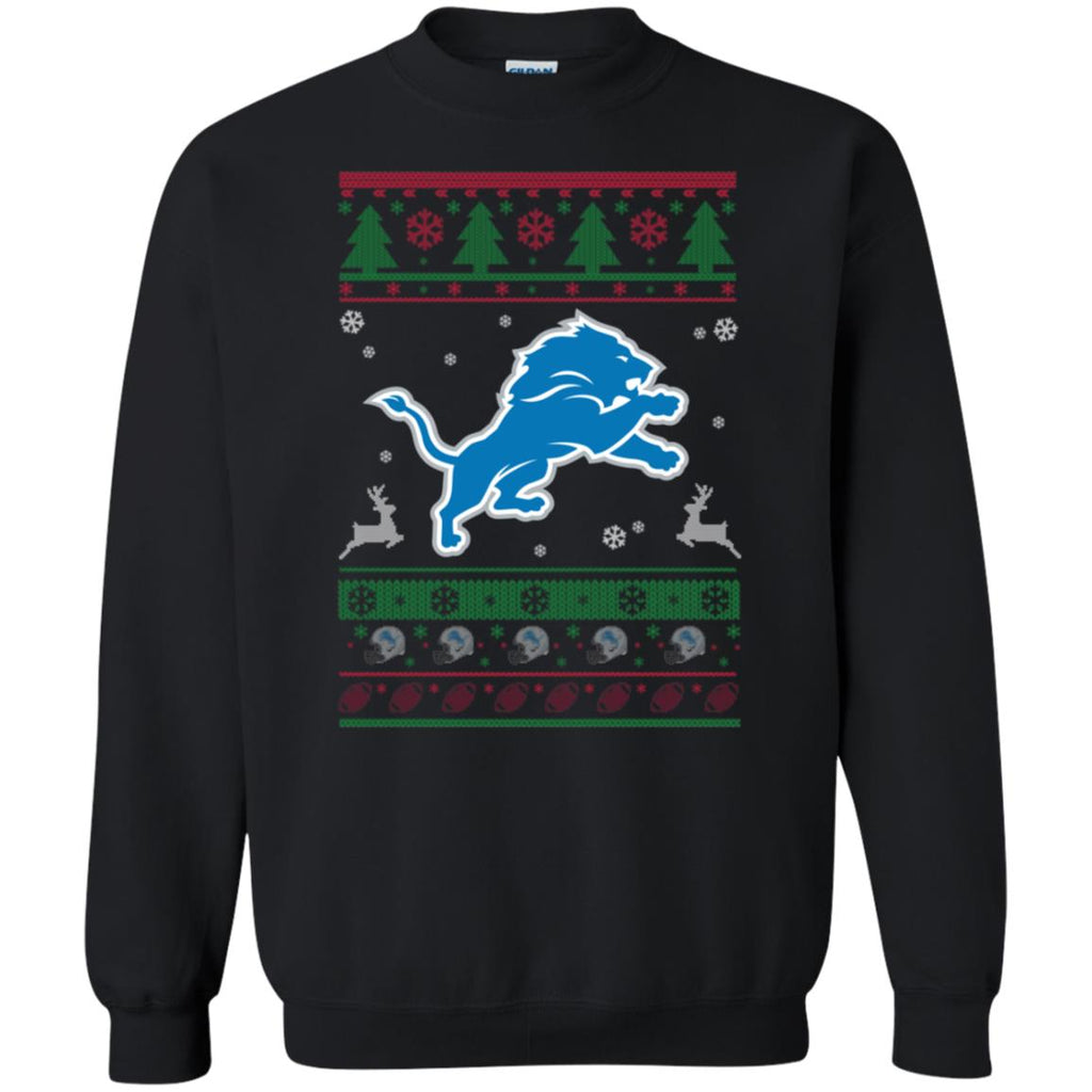 Detroit Lions Logo Football Teams Ugly Christmas Sweater Unisex Crewneck Pullover Sweatshirt