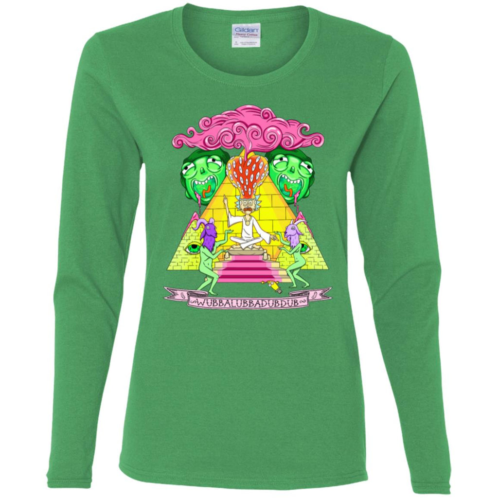 Rick And Morty Pyramid With Catchphrase Women Long Sleeve Shirt