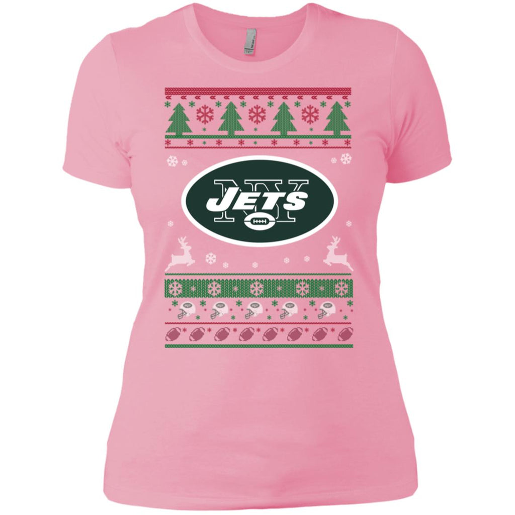 New York Jets Logo Football Teams Ugly Christmas Sweater Women T-Shirt