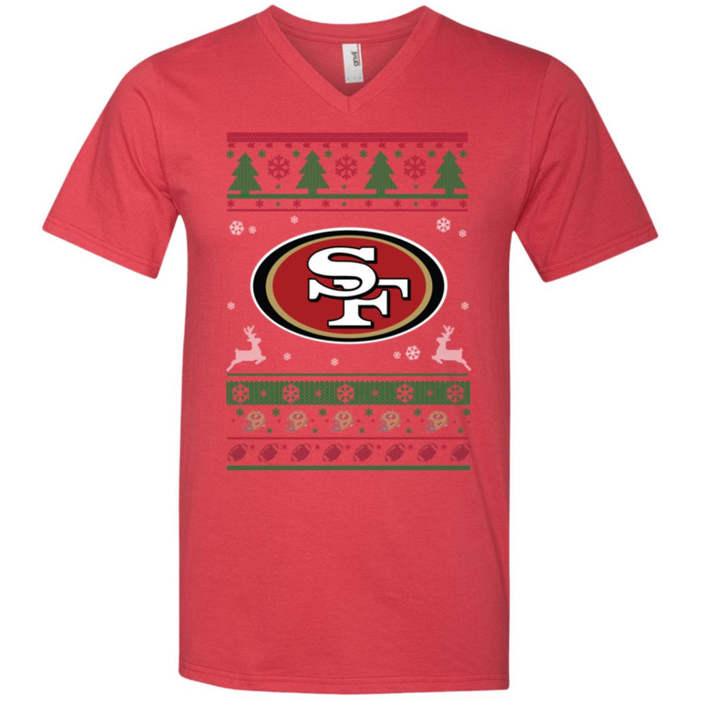 San Francisco 49ers Logo Football Teams Ugly Christmas Sweater Men V-Neck T-Shirt