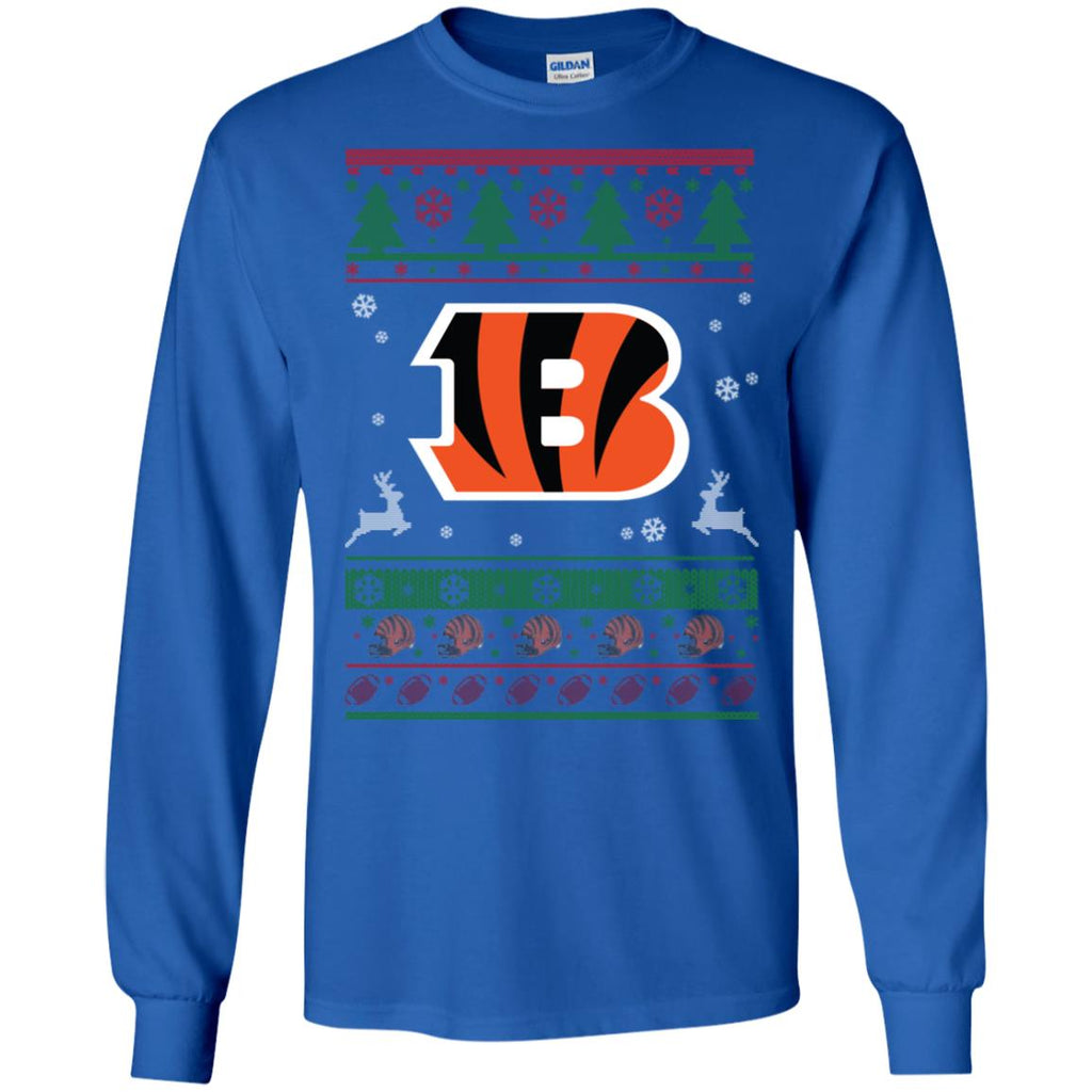 Cincinnati Bengals Logo Football Teams Ugly Christmas Sweater Men Long SLeeve Shirt