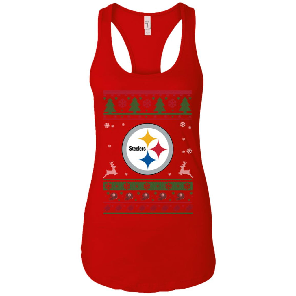 Pittsburgh Steelers Logo Football Teams Ugly Christmas Sweater Women Tank