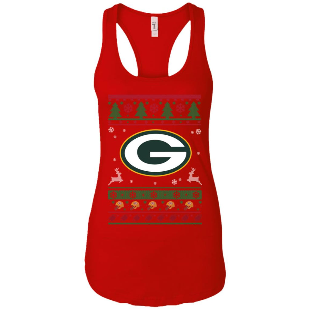 Green Bay Packers Logo Football Teams Ugly Christmas Sweater Women Tank