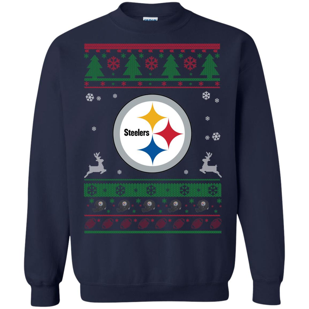 Pittsburgh Steelers Logo Football Teams Ugly Christmas Sweater Unisex Crewneck Pullover Sweatshirt