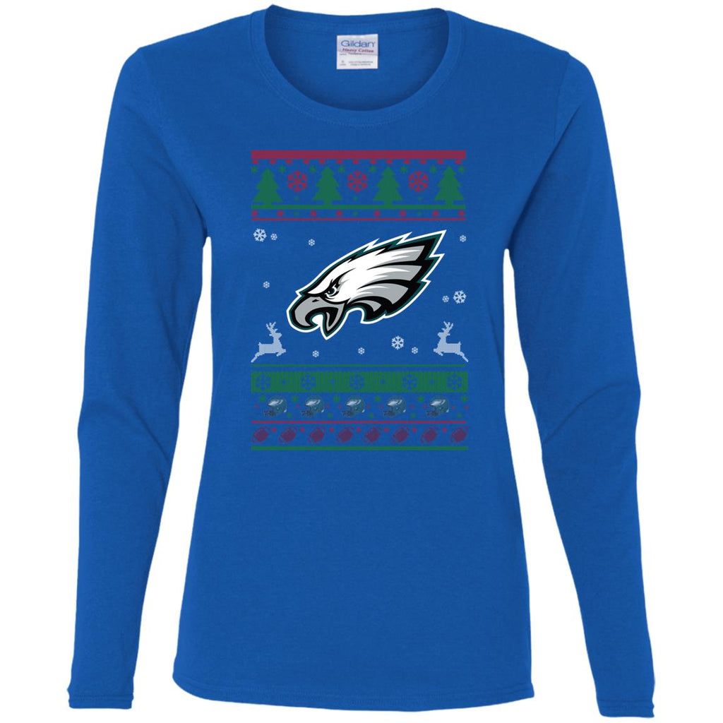 Philadelphia Eagles Logo Football Teams Ugly Christmas Sweater Women Long Sleeve Shirt