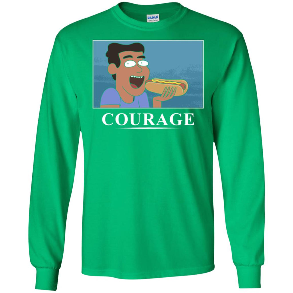 Rick And Morty Courage Is Eating A Hot Dog Men Long SLeeve Shirt
