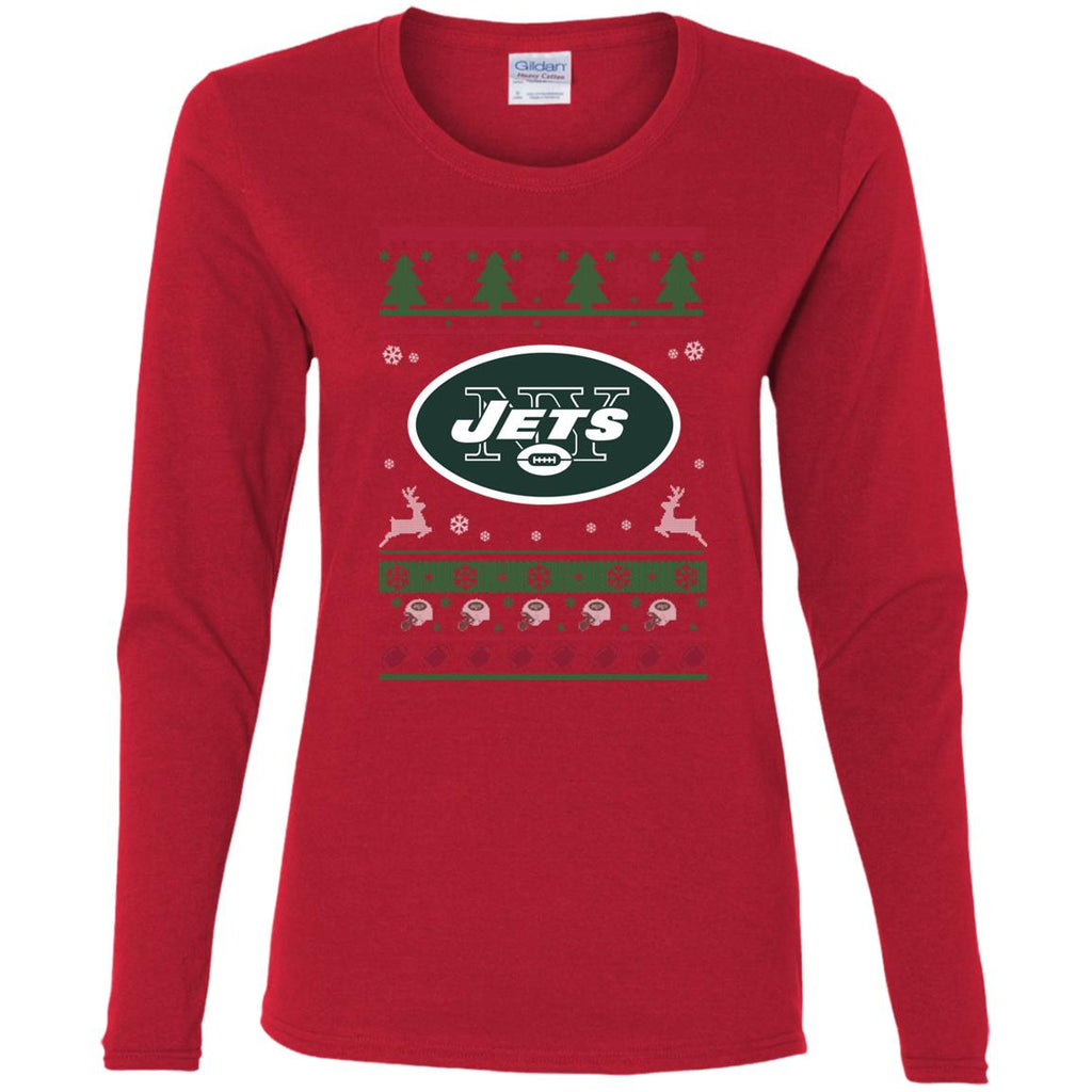New York Jets Logo Football Teams Ugly Christmas Sweater Women Long Sleeve Shirt