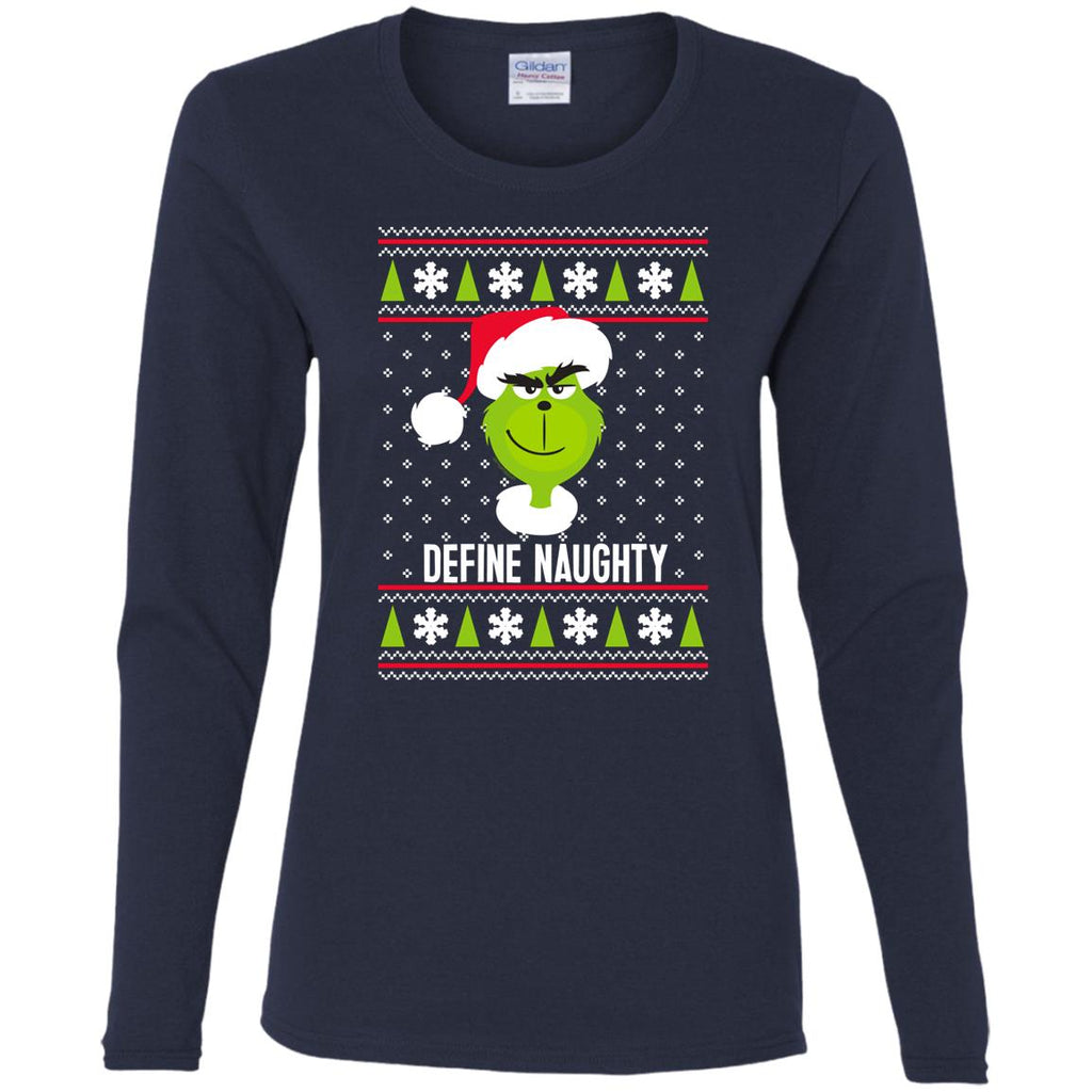 Dr. Seuss The Grinch Naughty Grinch Christmas Sweatshirt Women Long Sleeve Shirt