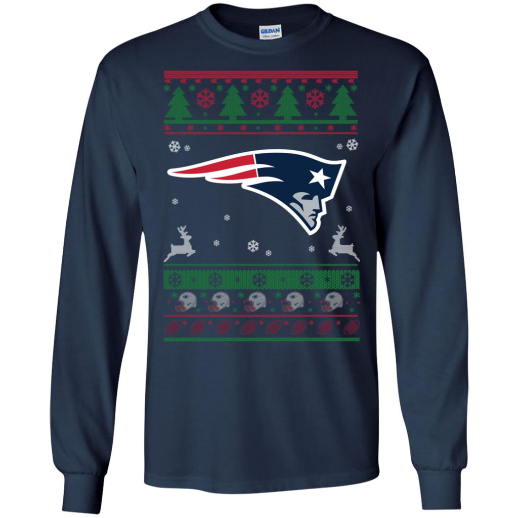 New England Patriots Logo Football Teams Ugly Christmas Sweater Men Long SLeeve Shirt