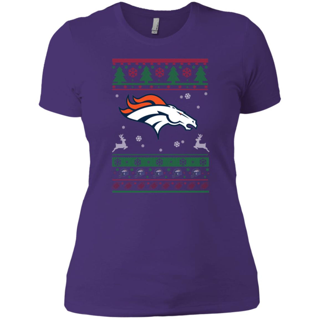 Denver Broncos Logo Football Teams Ugly Christmas Sweater Women T-Shirt