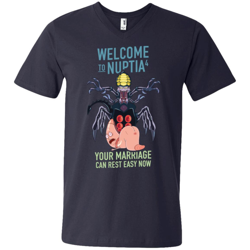 Rick And Morty Welcome To Nuptia Men V-Neck T-Shirt