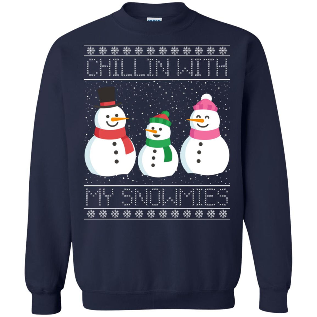 Chillin With My Snowmies Snowman Christmas Unisex Crewneck Pullover Sweatshirt