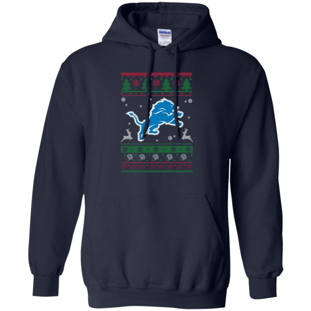 Detroit Lions Logo Football Teams Ugly Christmas Sweater Men Pullover Hoodie