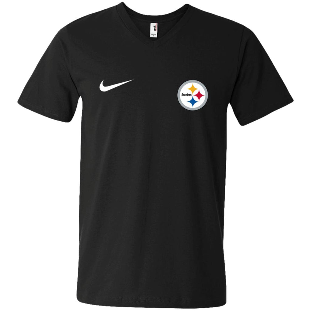 Nike Pittsburgh Steelers Logo Nfl Football Men V-Neck T-Shirt