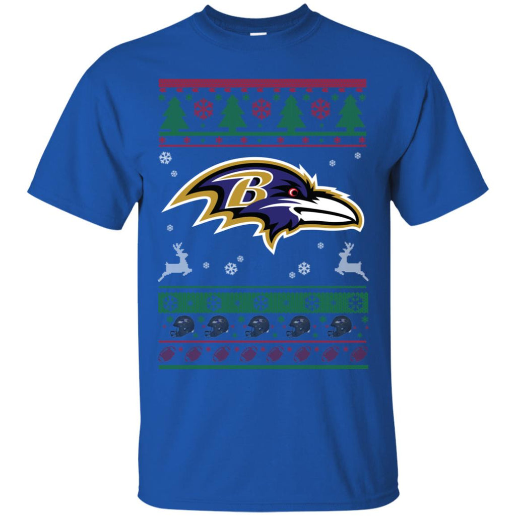 Baltimore Ravens Logo Football Teams Ugly Christmas Sweater Men T-Shirt