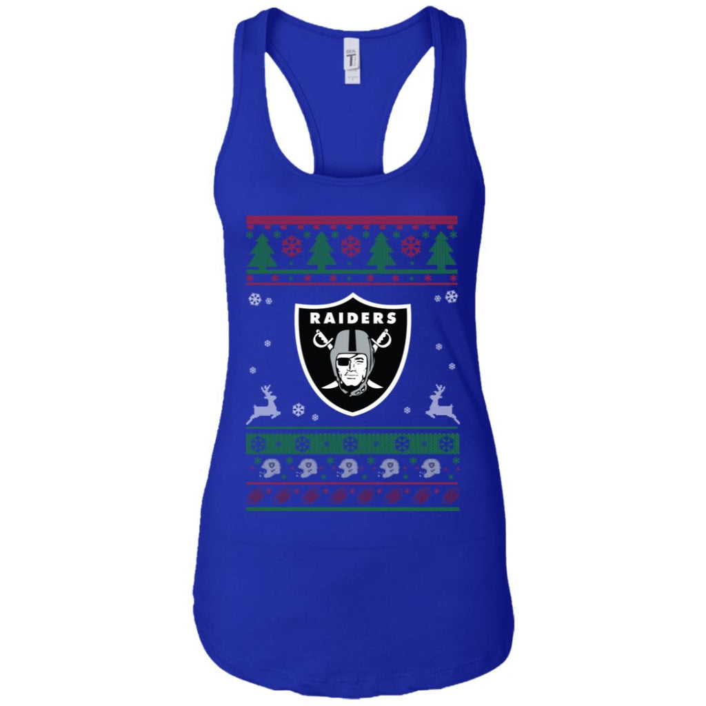 Oakland Raiders Logo Football Teams Ugly Christmas Sweater Women Tank