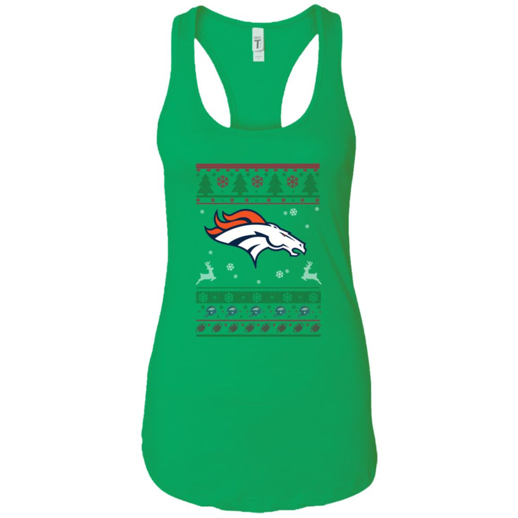 Denver Broncos Logo Football Teams Ugly Christmas Sweater Women Tank