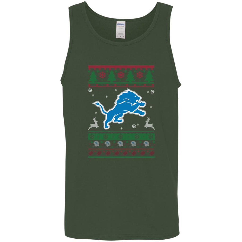 Detroit Lions Logo Football Teams Ugly Christmas Sweater Men Tank Top