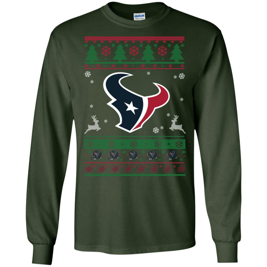 Houston Texans Logo Football Teams Ugly Christmas Sweater Men Long SLeeve Shirt