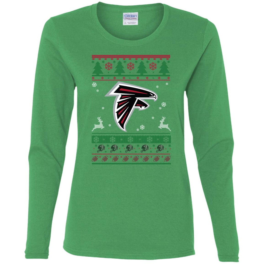 Atlanta Falcons Logo Football Teams Ugly Christmas Sweater Women Long Sleeve Shirt