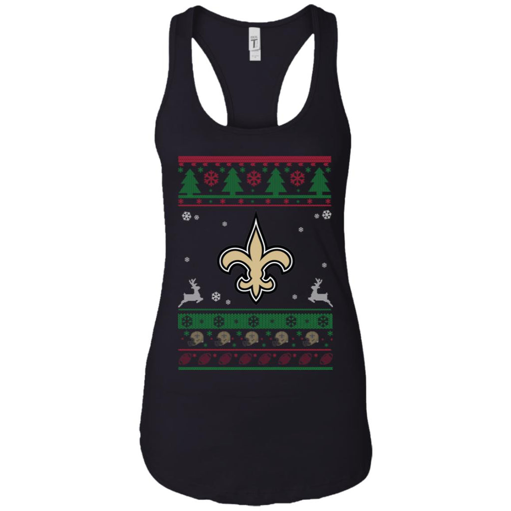New Orleans Saints Logo Football Teams Ugly Christmas Sweater Women Tank
