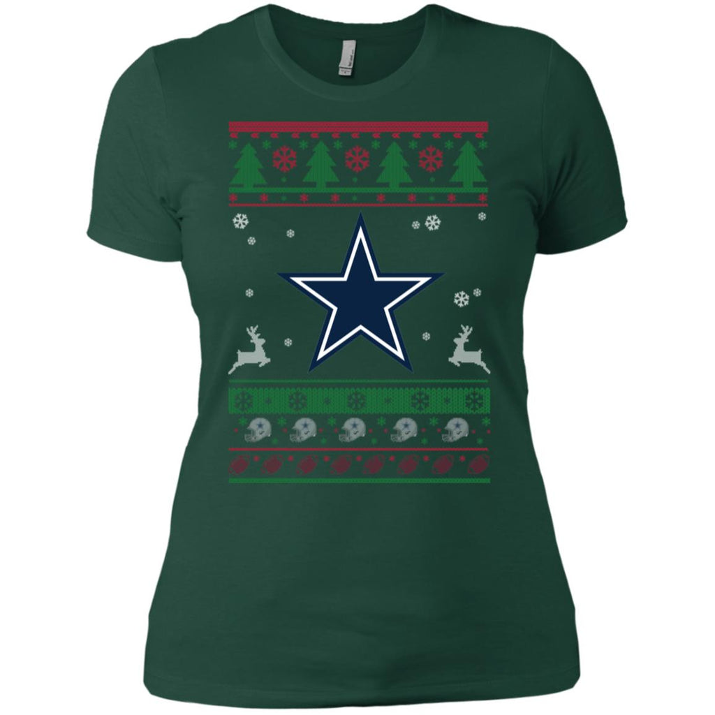 Dallas Cowboys Logo Football Teams Ugly Christmas Sweater Women T-Shirt