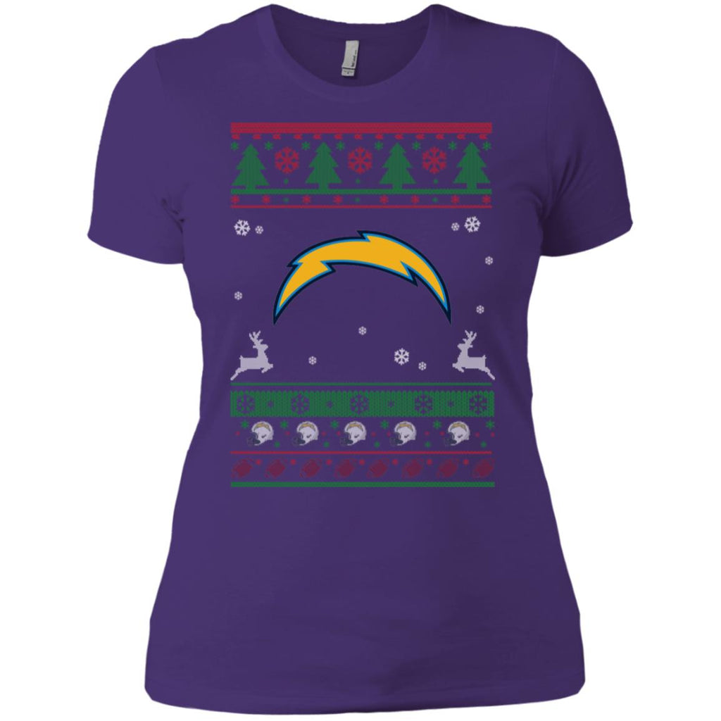 Los Angeles Chargers Logo Football Teams Ugly Christmas Sweater Women T-Shirt