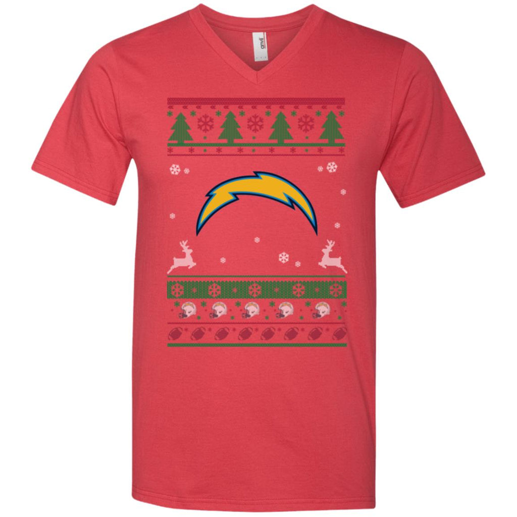 Los Angeles Chargers Logo Football Teams Ugly Christmas Sweater Men V-Neck T-Shirt
