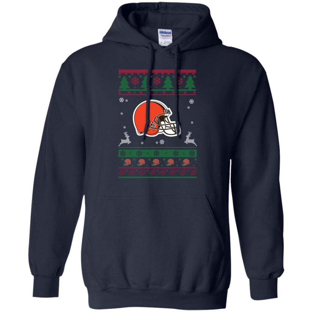 Cleveland Browns Logo Football Teams Ugly Christmas Sweater Men Pullover Hoodie