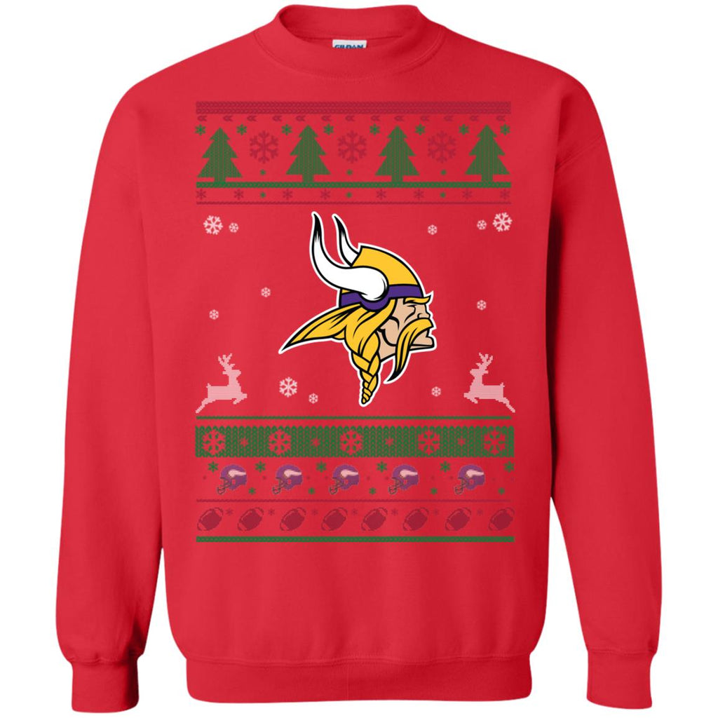 Minnesota Vikings Logo Football Teams Ugly Christmas Sweater Unisex Crewneck Pullover Sweatshirt