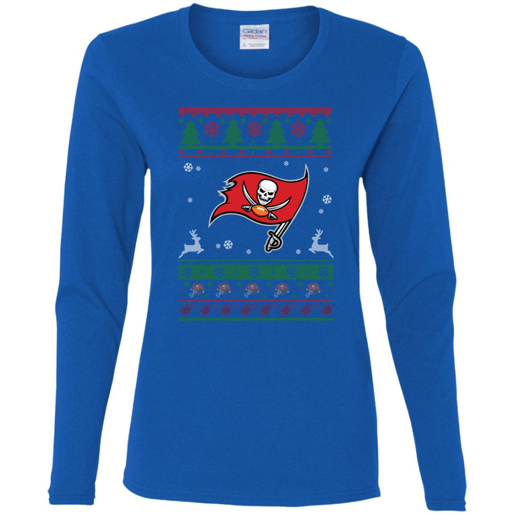 Tampa Bay Buccaneers Logo Football Teams Ugly Christmas Sweater Women Long Sleeve Shirt