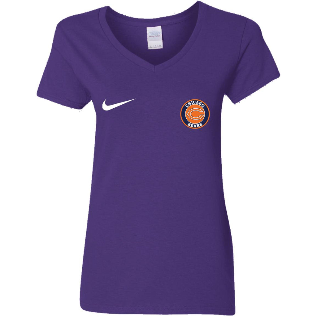 Nike Chicago Bears Nfl Football Women V-Neck T-Shirt