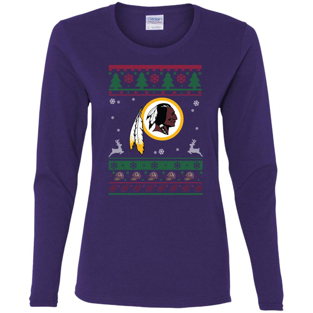Washington Redskins Logo Football Teams Ugly Christmas Sweater Women Long Sleeve Shirt