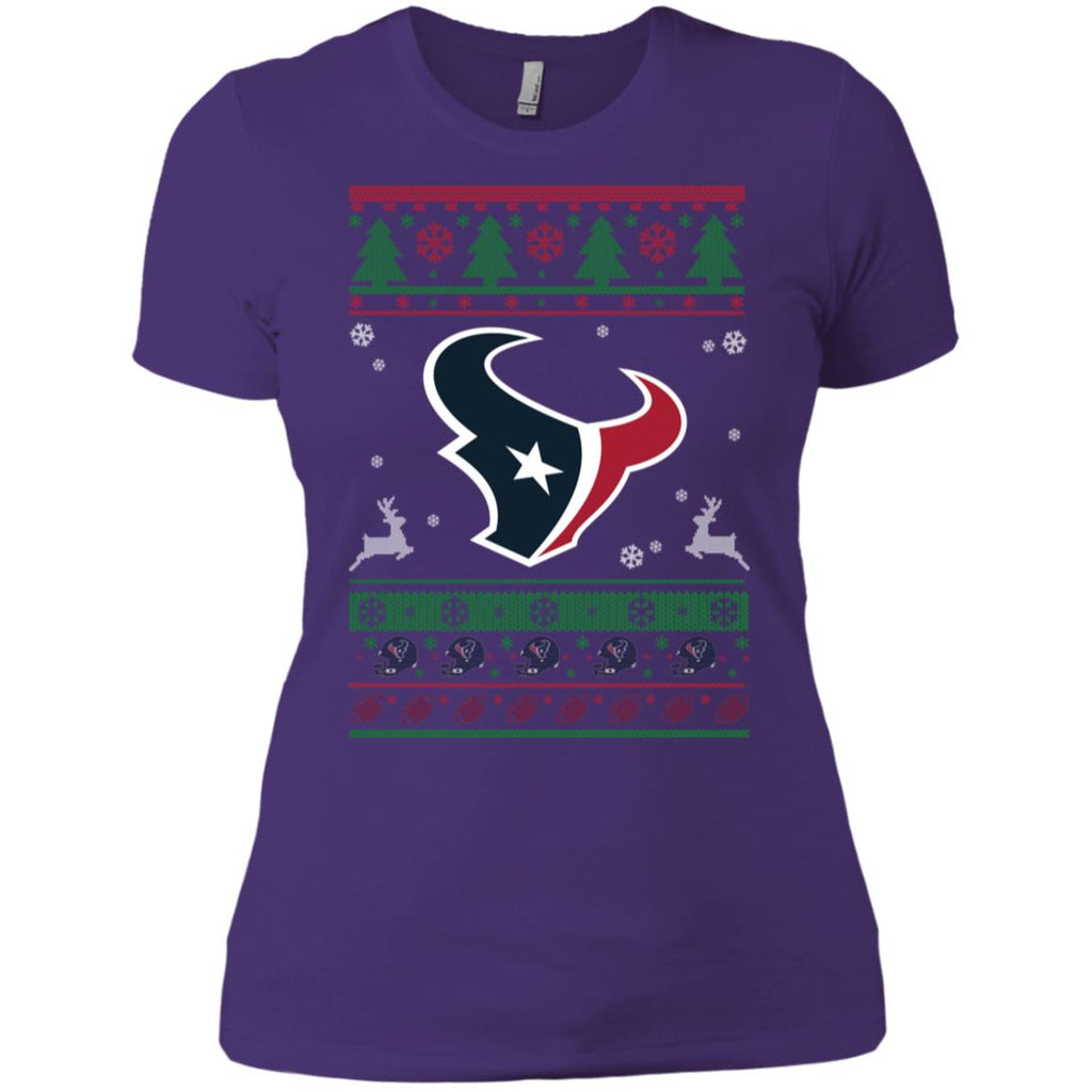 Houston Texans Logo Football Teams Ugly Christmas Sweater Women T-Shirt