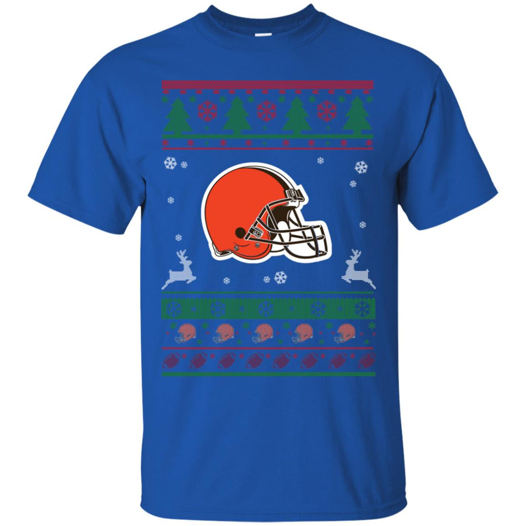 Cleveland Browns Logo Football Teams Ugly Christmas Sweater Men T-Shirt