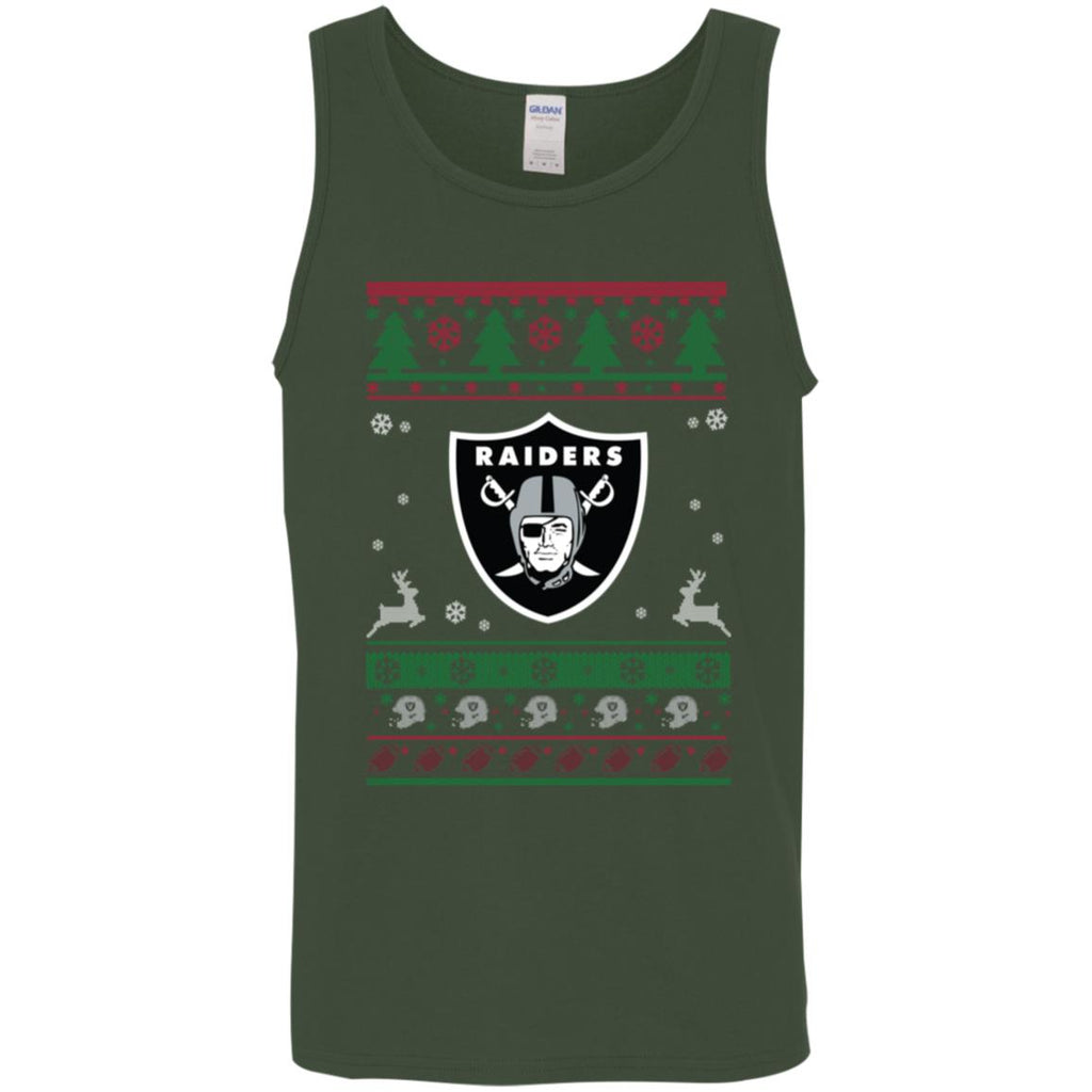 Oakland Raiders Logo Football Teams Ugly Christmas Sweater Men Tank Top