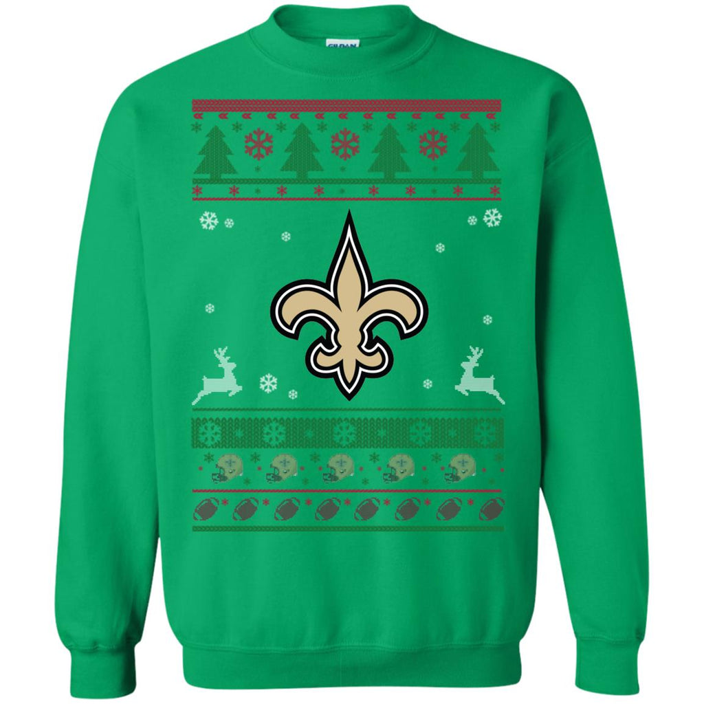 New Orleans Saints Logo Football Teams Ugly Christmas Sweater Unisex Crewneck Pullover Sweatshirt